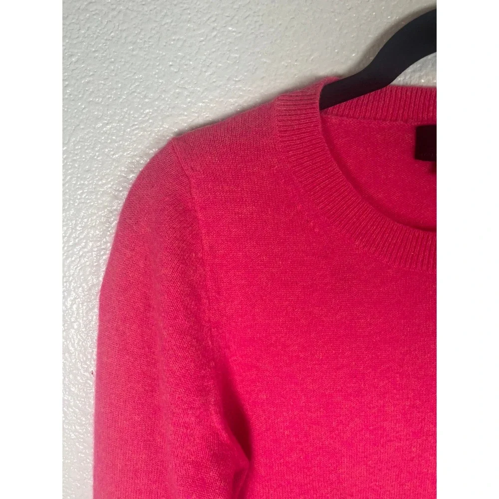 J Crew Italian Cashmere Crewneck Sweater Long Sleeve Hot Pink Small